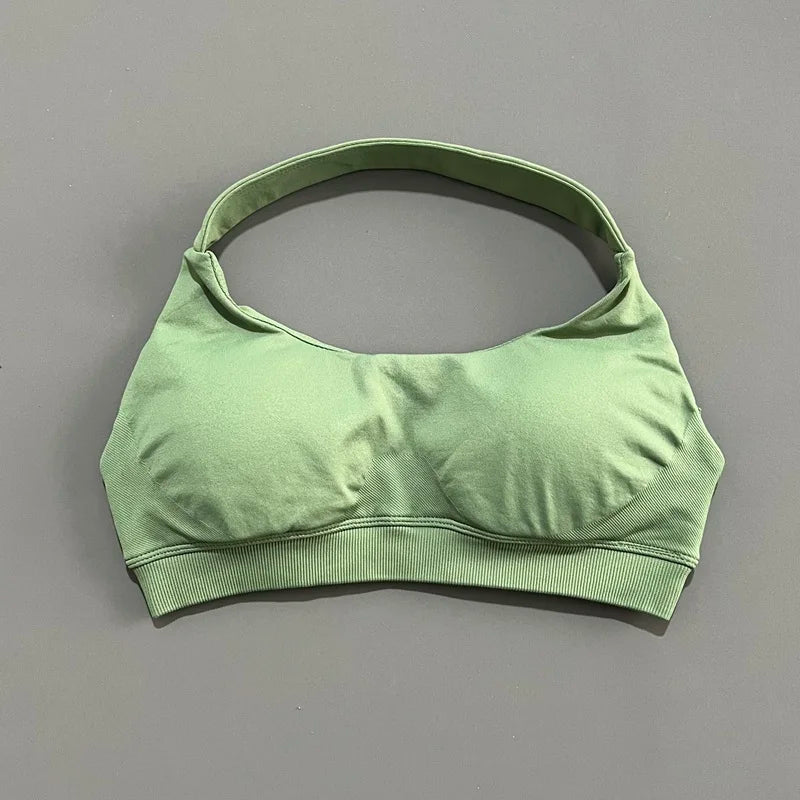 Women's Ruched Halter Neck Sports Bra
