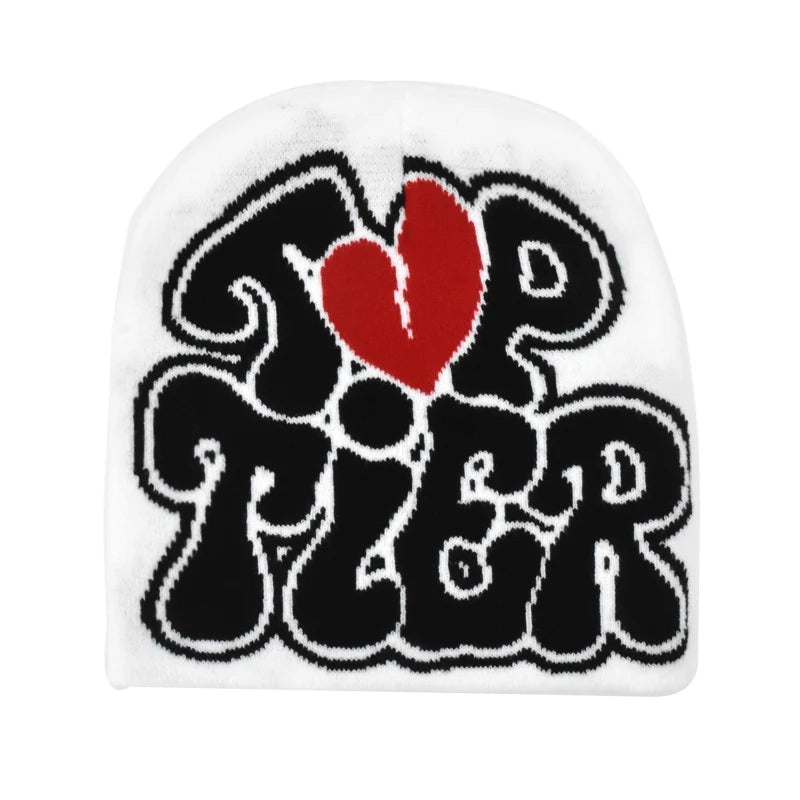 Letter Pattern Knit Beanie with Colorful Graphic Design