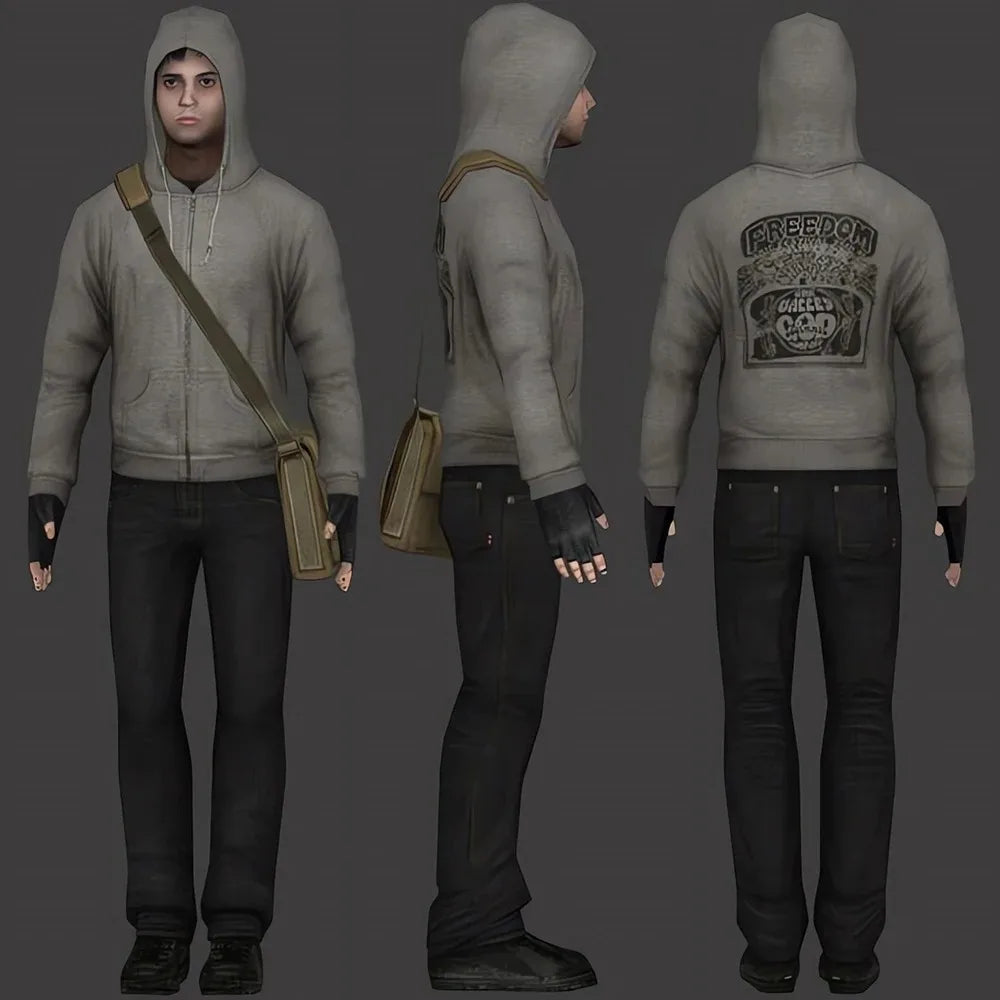 Back Graphic Long Sleeve Full Zip Casual Hoodie