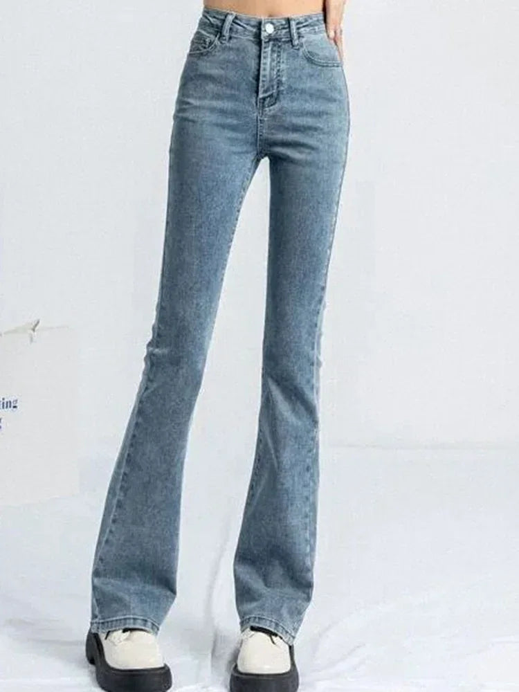 Women's Blue Bootcut High Waist Denim Jeans For Everyday Outfits