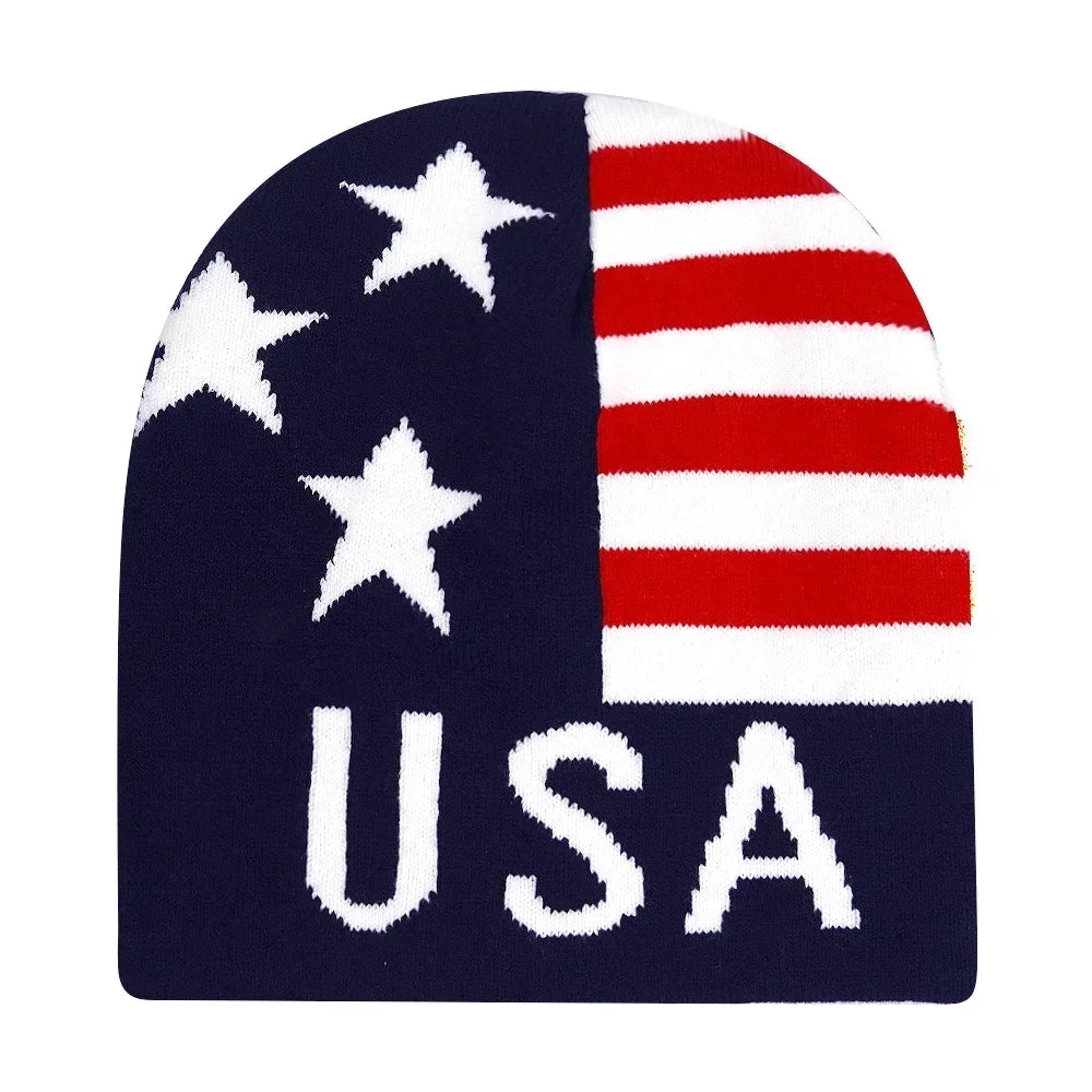 Graphic Knit Beanie with Letter and Pattern Style Options