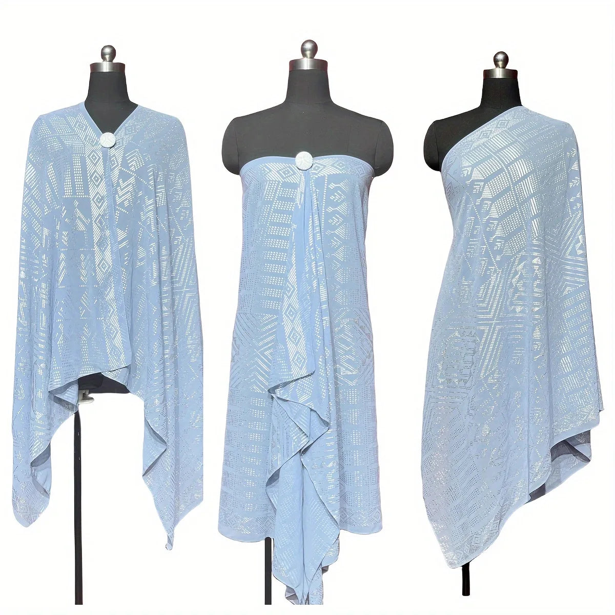 Gold Print Sheer Wrap Scarf for Layering over Outfits
