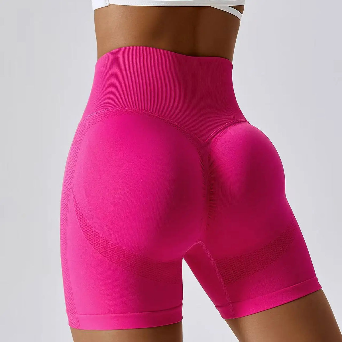 Women's High Waist Nylon Blend Shorts with Contour Knit Panels