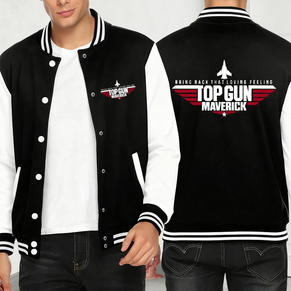 Graphic Long Sleeve Button Front Casual Varsity Style Jacket