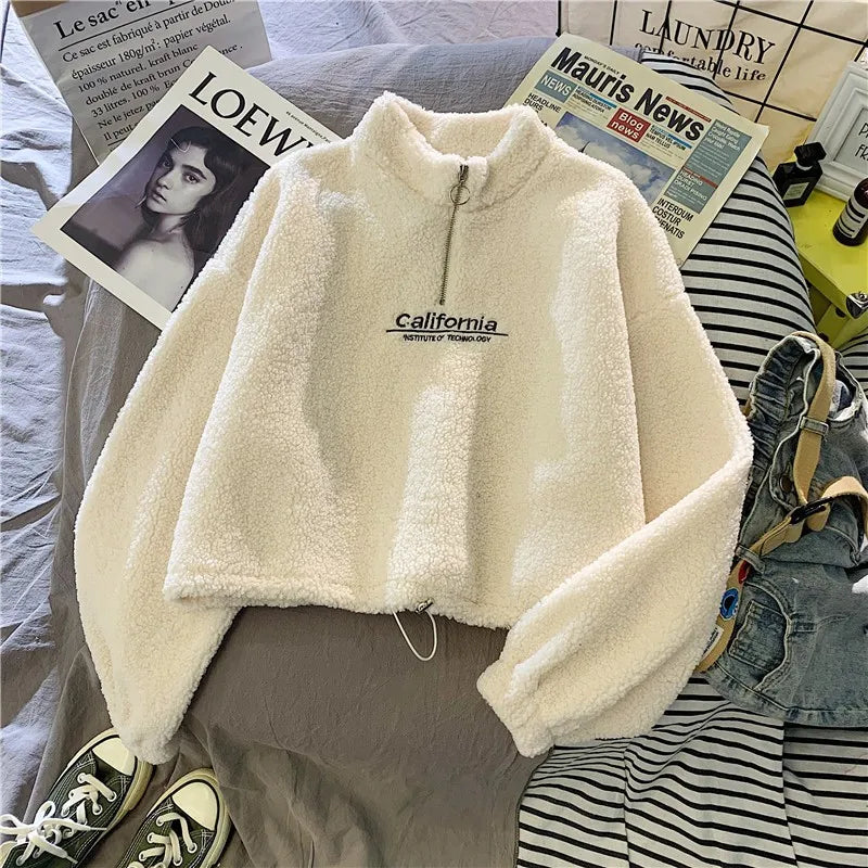 Stand Collar Half Zip Long Sleeve Casual Pullover Sweatshirt