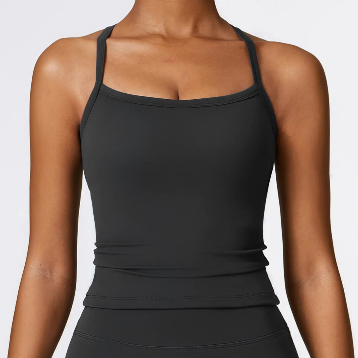 Women's Thin Strap Cross Back Longline Tank Top