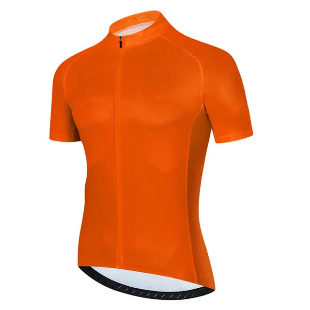 Solid Color Short Sleeve Full-Zip Cycling Jersey with Stand Collar