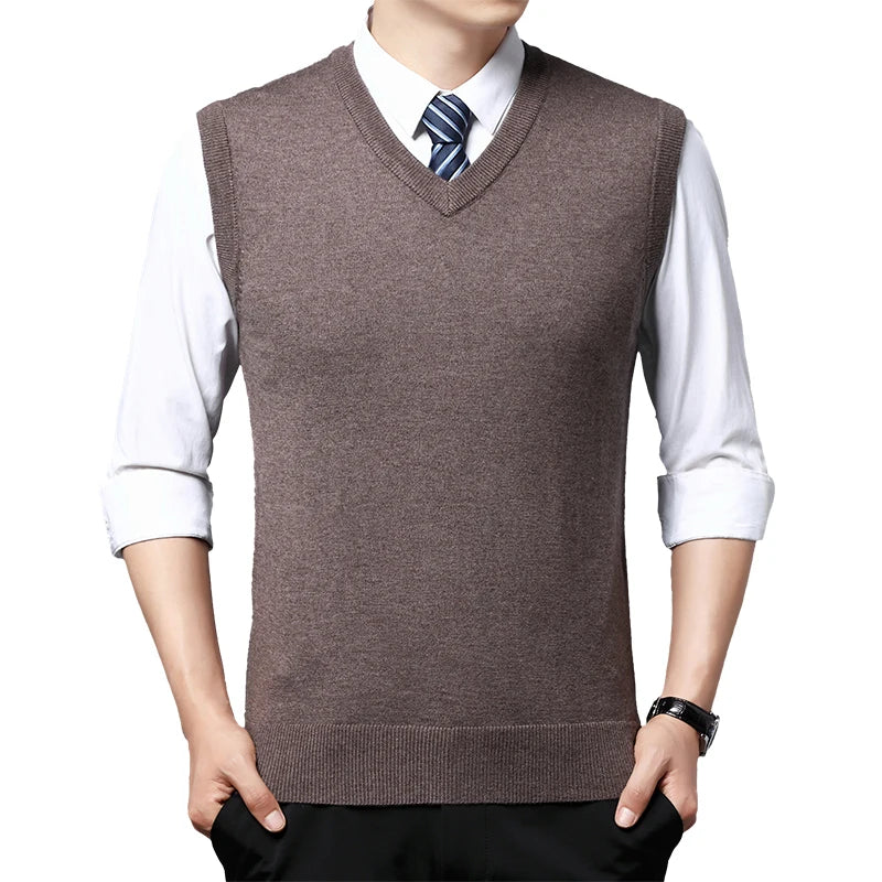 Men's V Neck Sleeveless Knit Vest
