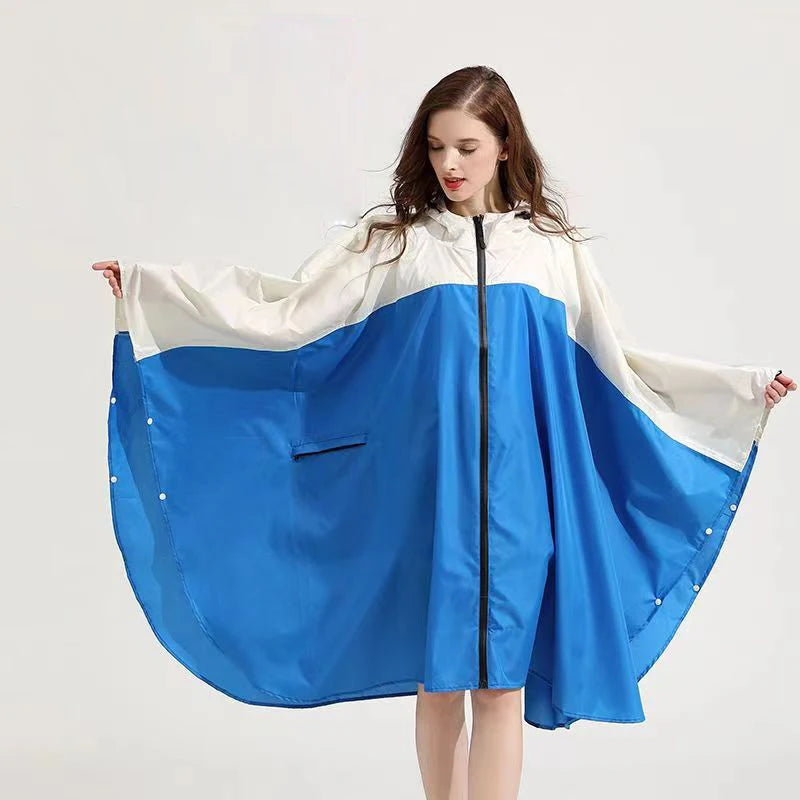 Hooded Printed Poncho for Layering over Tops and Dresses