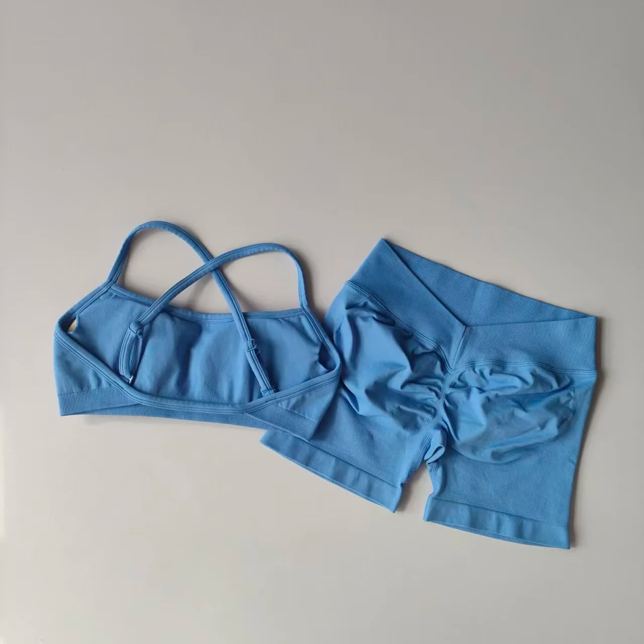 Women's Cross Strap Bra And Shorts Yoga Set