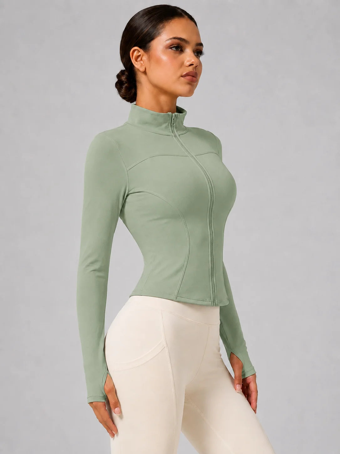 Women's Full-Zip Yoga Jacket with Thumbholes