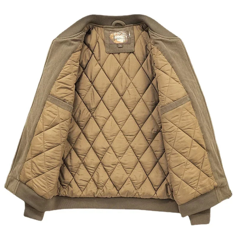 Men's Corduroy Zip-Front Jacket with Quilted Lining