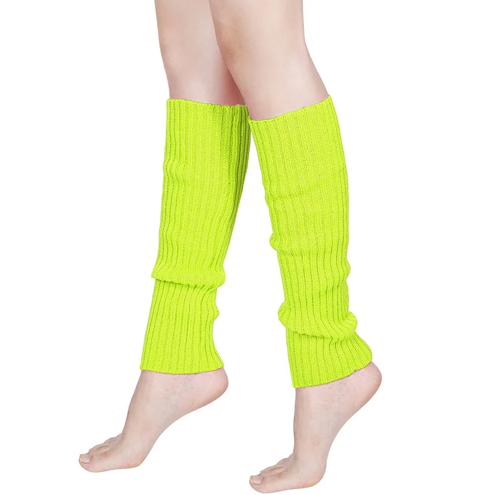 Colorful Ribbed Leg Warmers with Solid and Rainbow Options