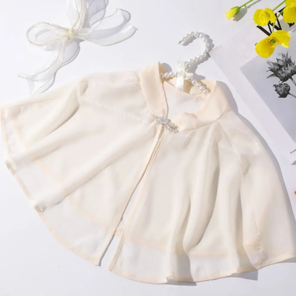 Clasp Front Chiffon Capelet for Layering over Dresses and Tops