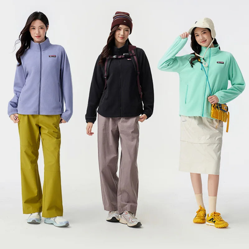 Long Sleeve Full Zip Fleece Outdoor Jacket with Pockets
