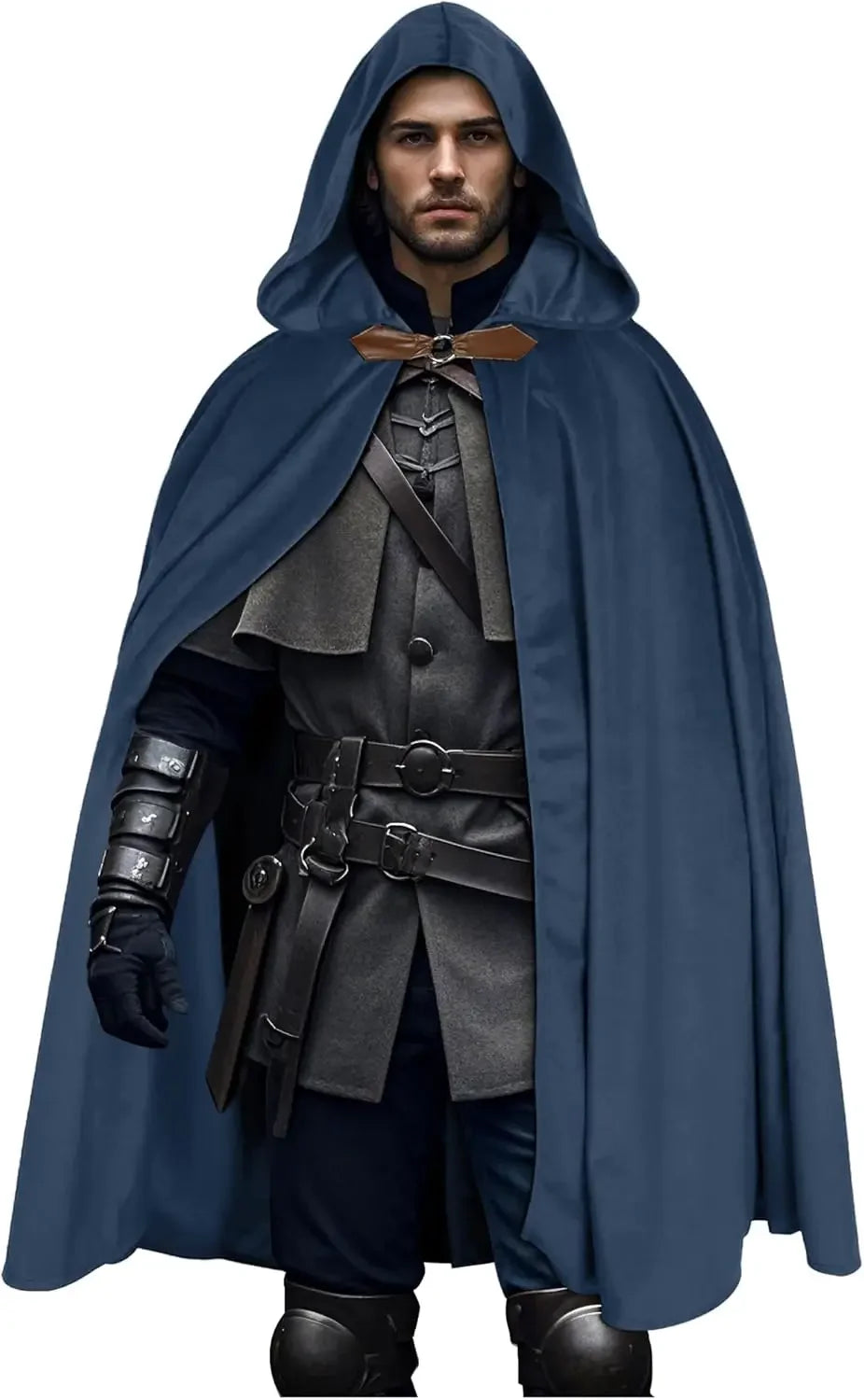 Velvet Hooded Clasp Front Cape for Layering over Outfits