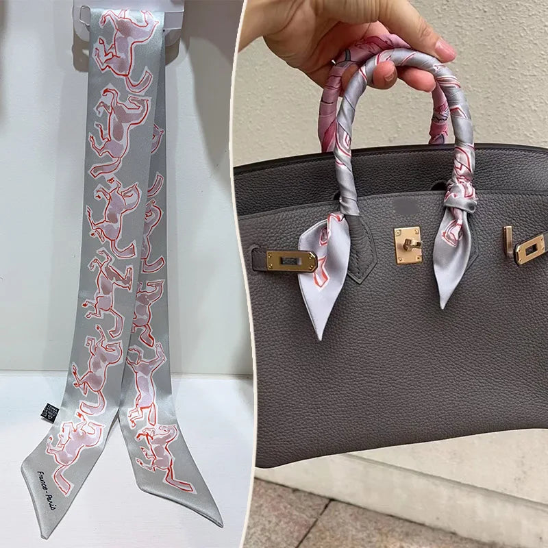 Printed Skinny Scarf for Neck and Bag Handle Styling
