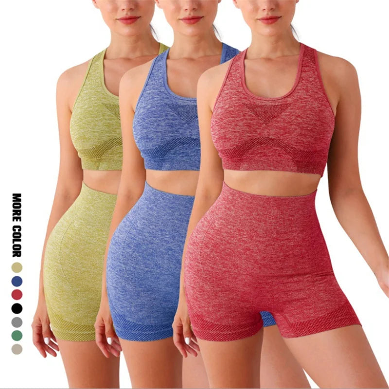 Women's Racerback Bra And Shorts Yoga Set For Workout Outfits