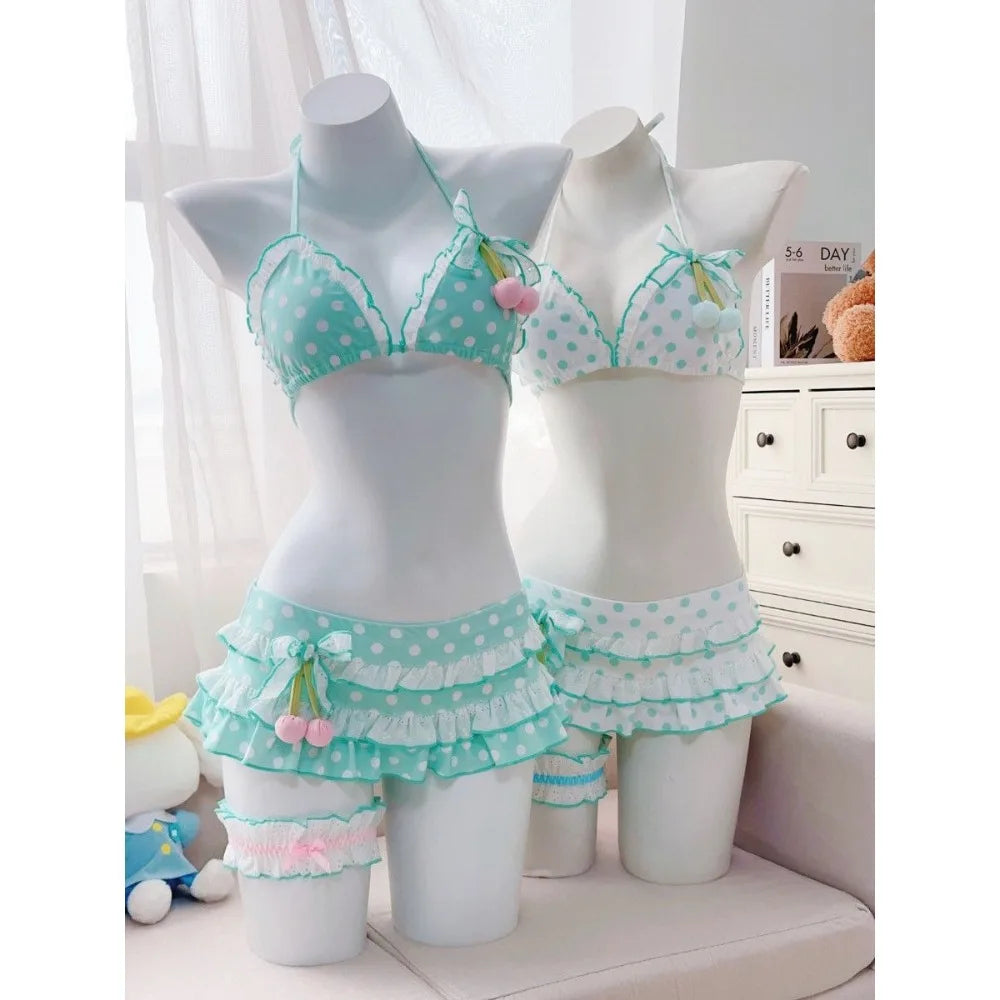 Ruffle Detail Printed Halter Bikini