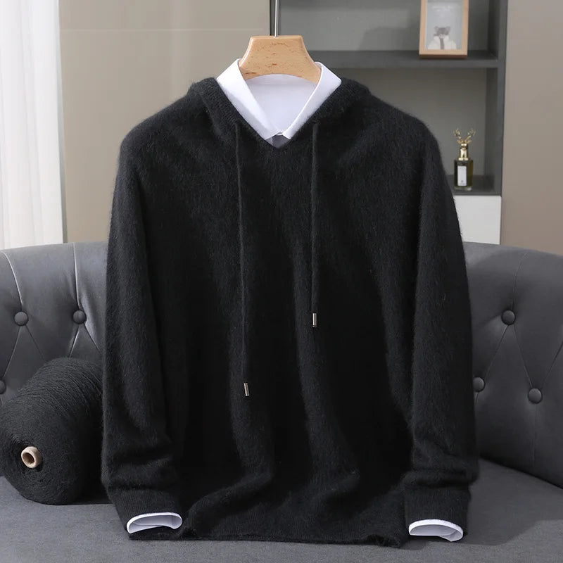 Men's Hooded Long-Sleeve Knit Pullover Sweater