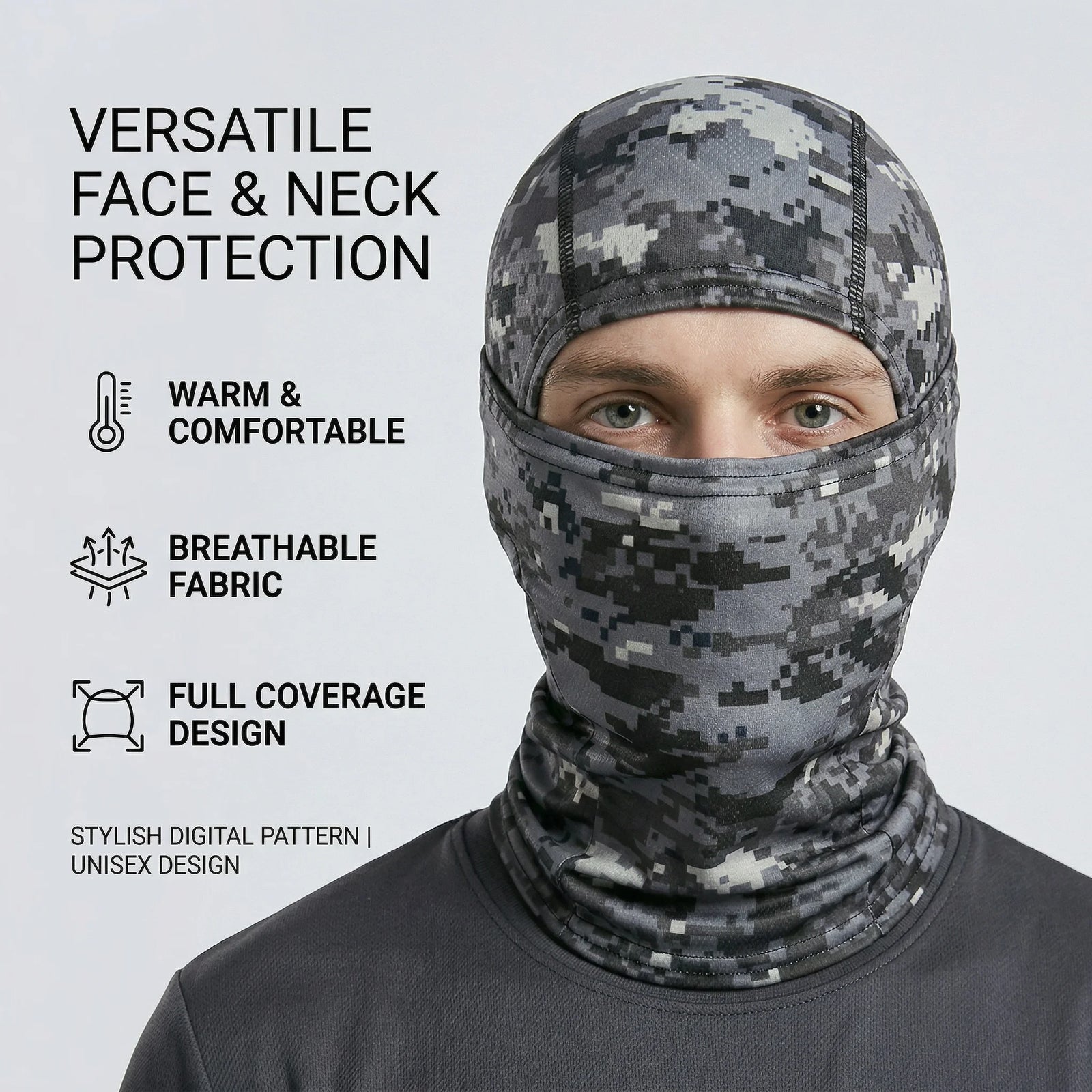 Full Face Balaclava Hood with Solid and Camouflage Options