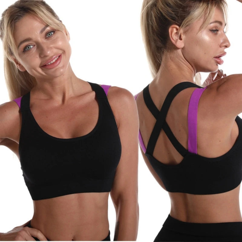 Women's Front Clasp Cross Strap Sports Bra