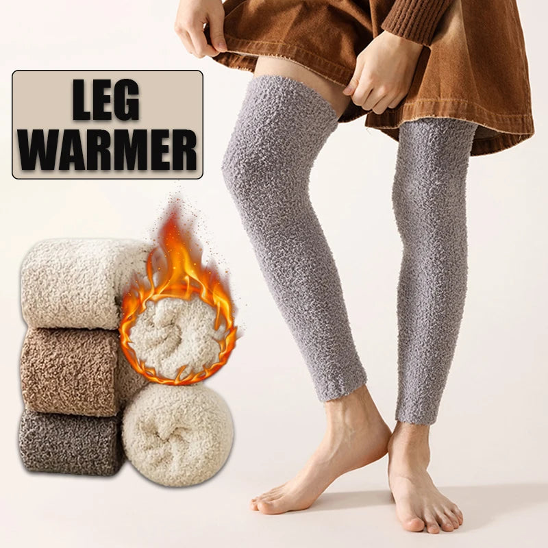 Solid Plush Leg Warmers with Long Footless Shape