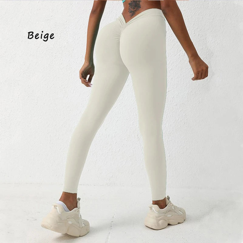 Women's V Back Full Length Leggings For Workout Outfits
