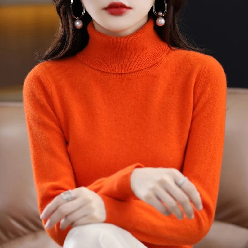 Women's Mock Neck Long Sleeve Sweater Casual Knit Layer