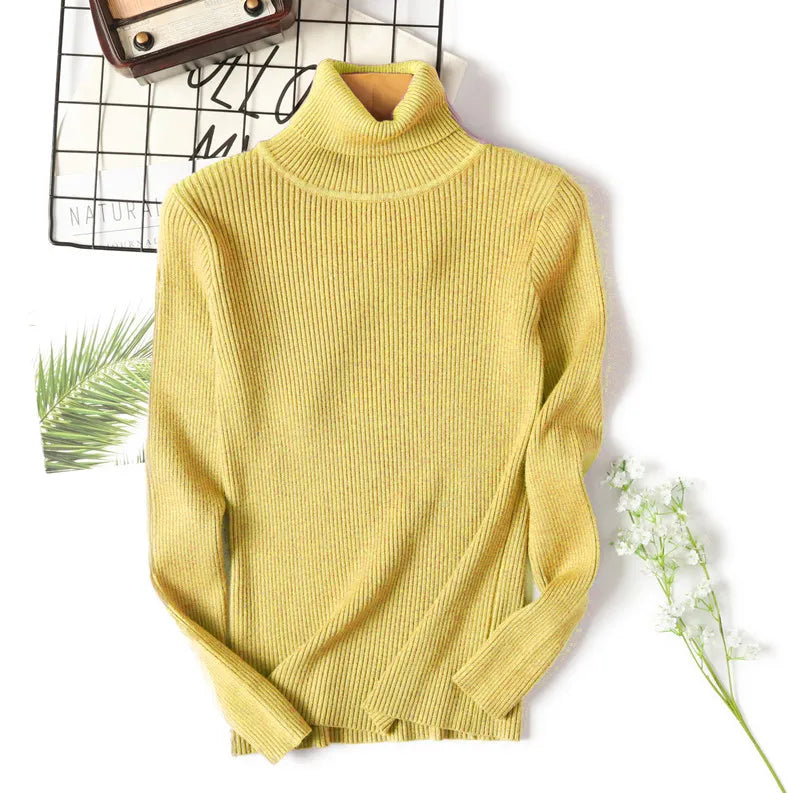 Women's Ribbed Mock Neck Long Sleeve Sweater Casual Knit Layer