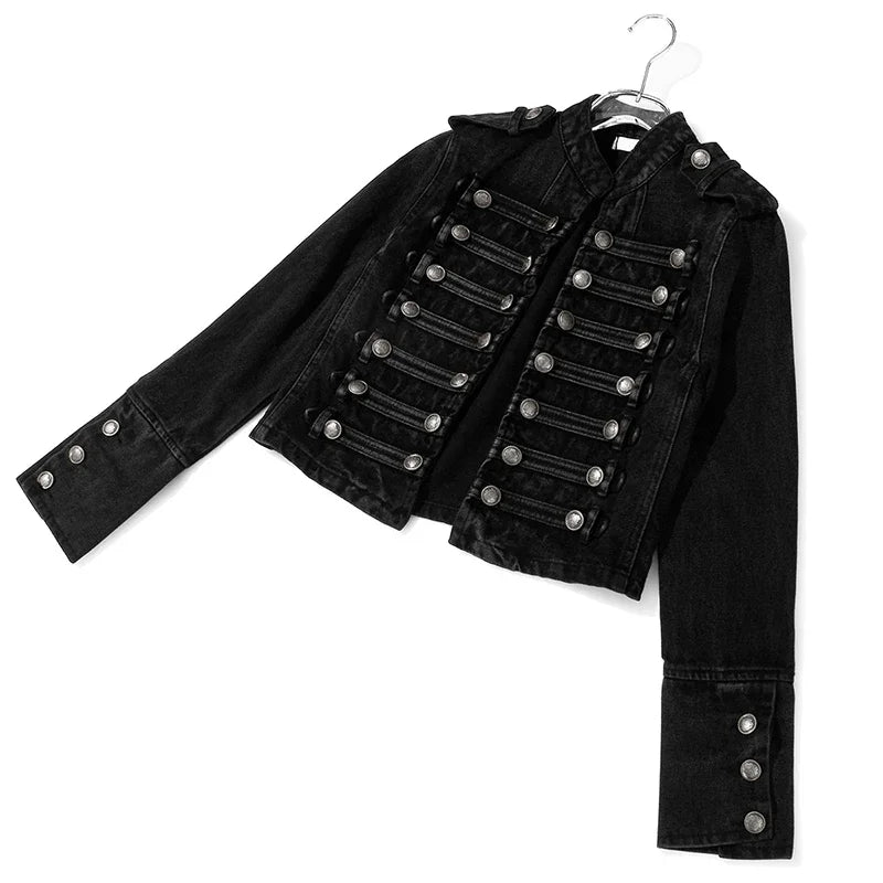 Women's Distressed Denim Button-Front Jacket