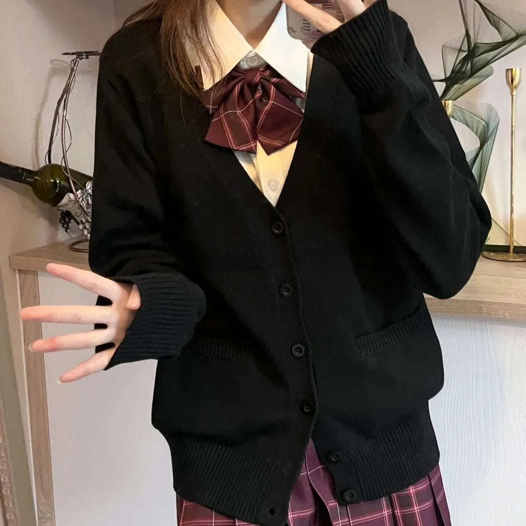 Women's School Style V Neck Button Front Cardigan