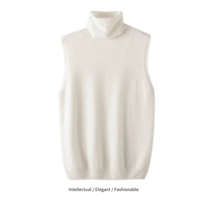 Women's Turtleneck Sleeveless Knit Vest Casual Knit Layer