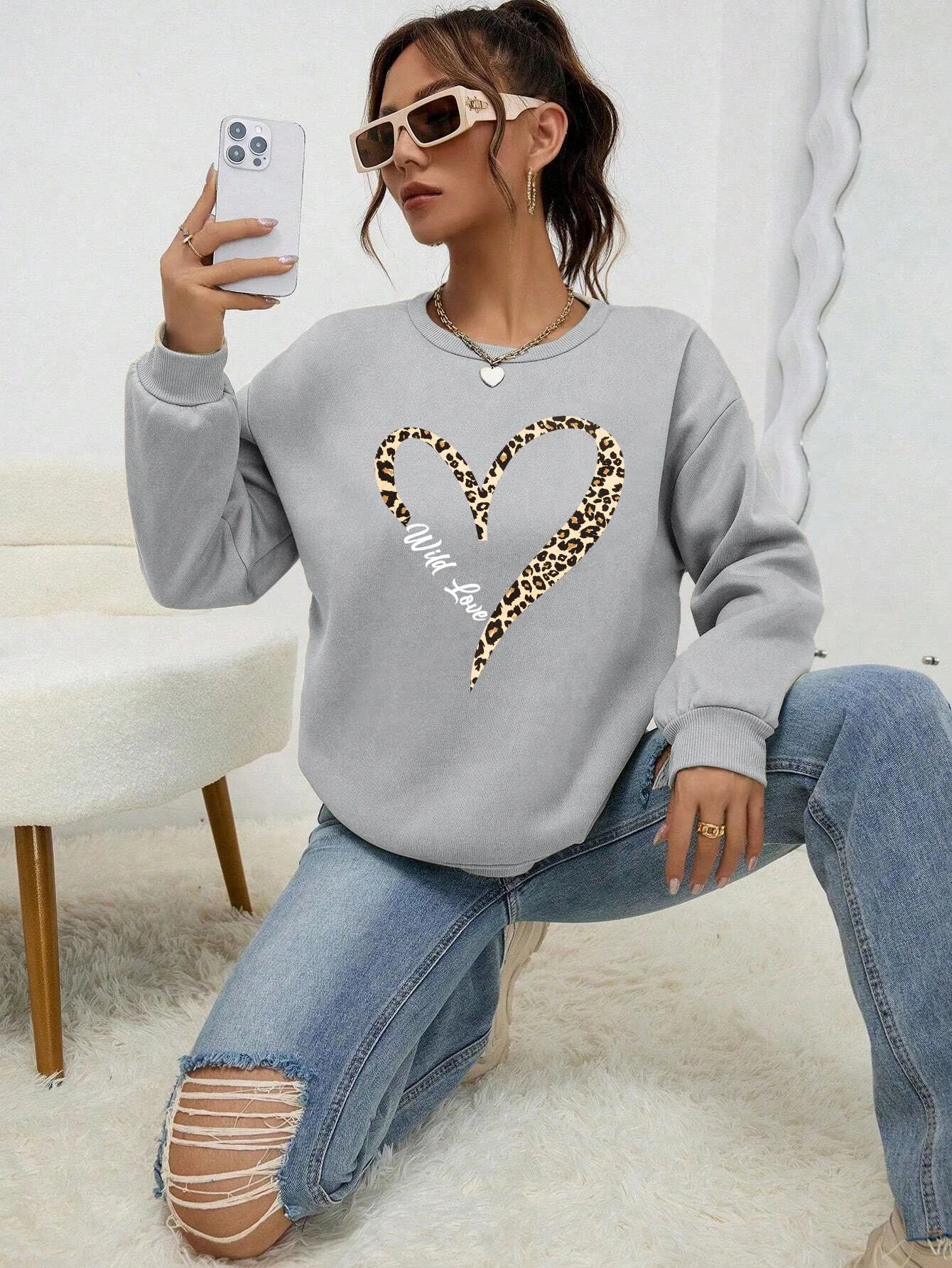 Long Sleeve Casual Pullover Sweatshirt with Original Style Options