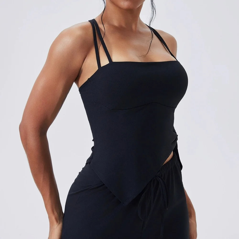 Women's Sleeveless Crop Top and Pants Workout Set