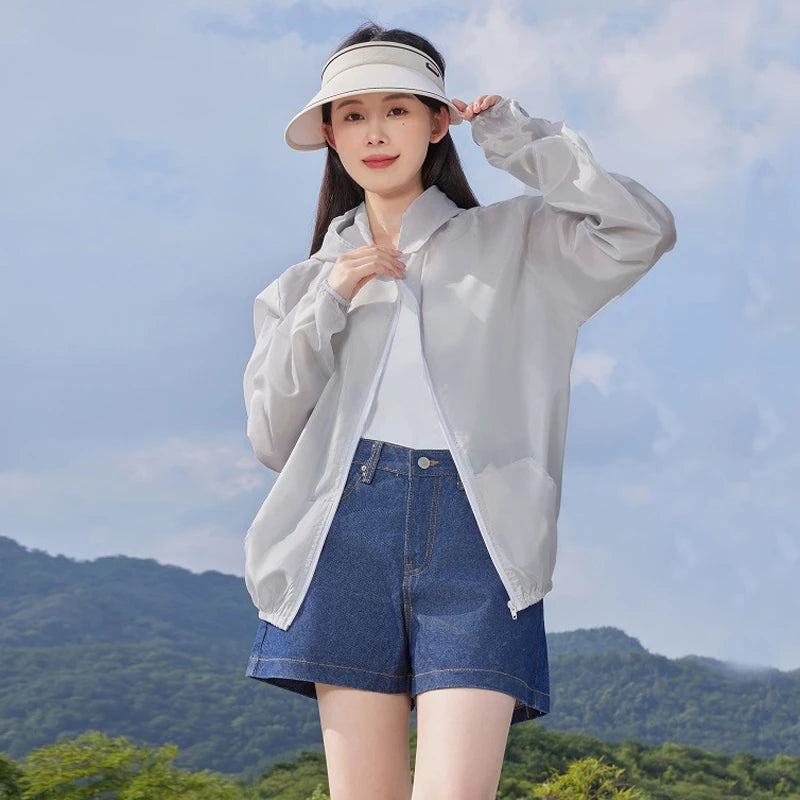 Women's Hooded Long Sleeve Zip Front Jacket For Workout Outfits