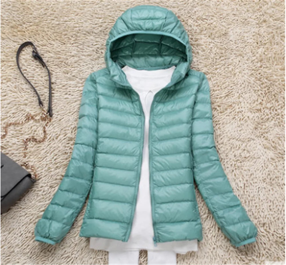 Women's Hooded Quilted Zip Front Jacket for Layered Outfits