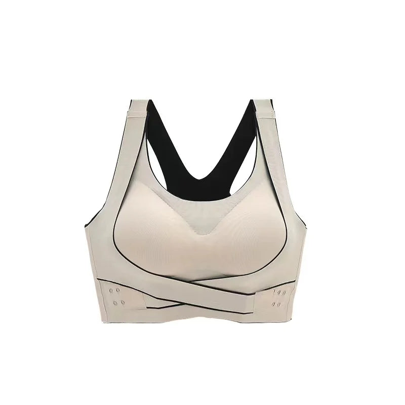 Women's Side Clasp Scoop Neck Cutout Back Sports Bra