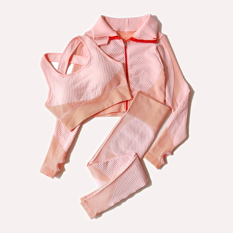 Women's Zip Jacket Bra And Leggings Yoga Set