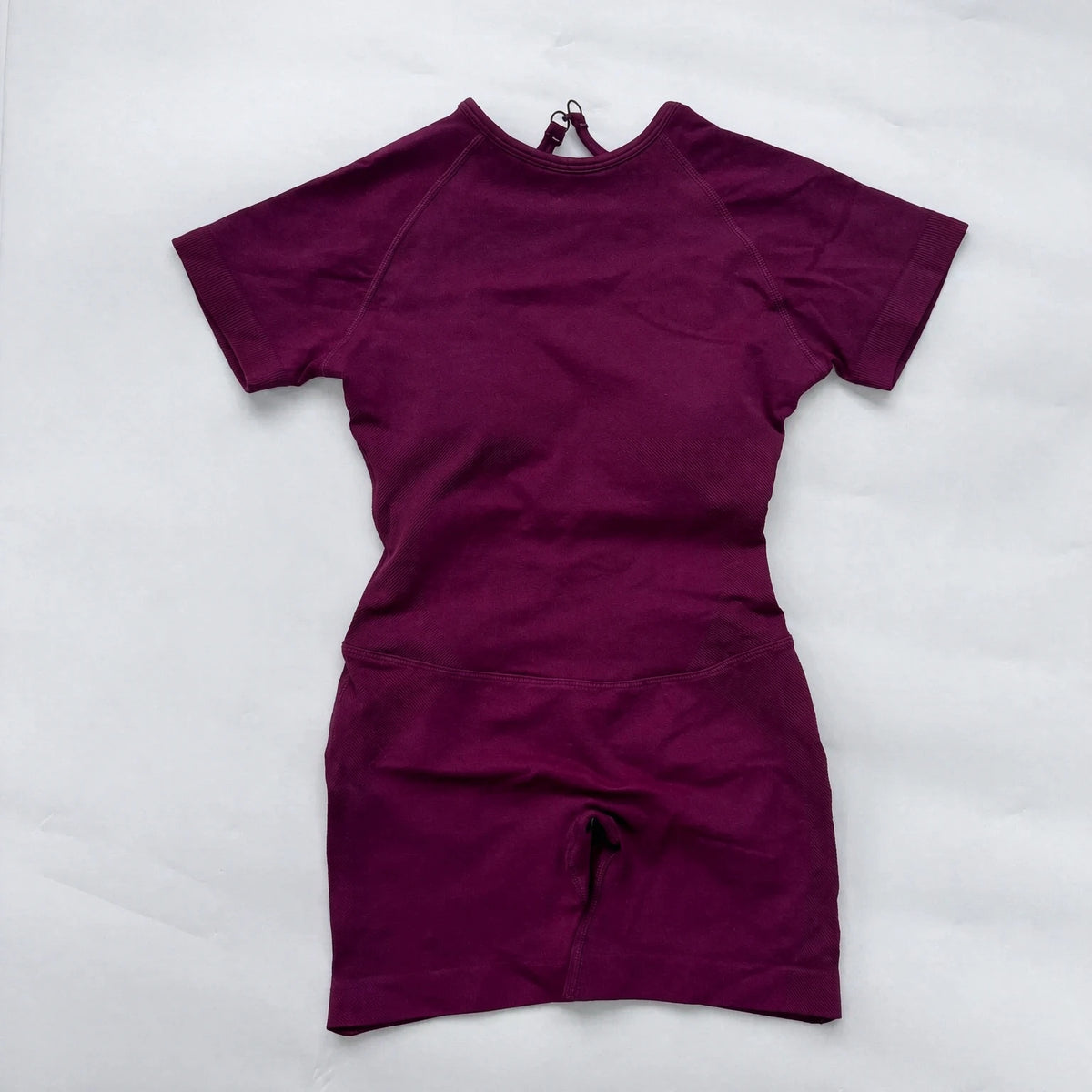 Women's Short Sleeve Polyester Blend Workout Romper with Open Back