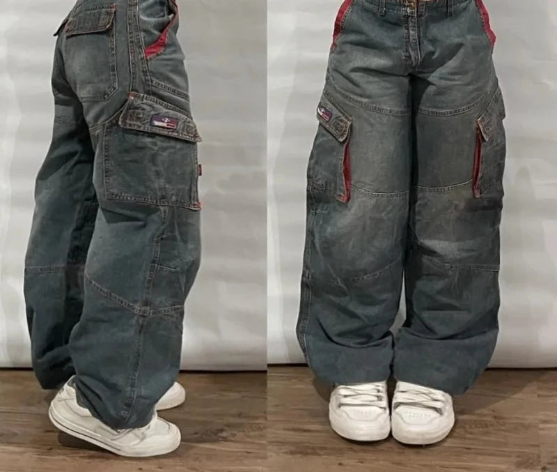Women's Cargo Wide Leg Pocket Denim Jeans For Everyday Outfits
