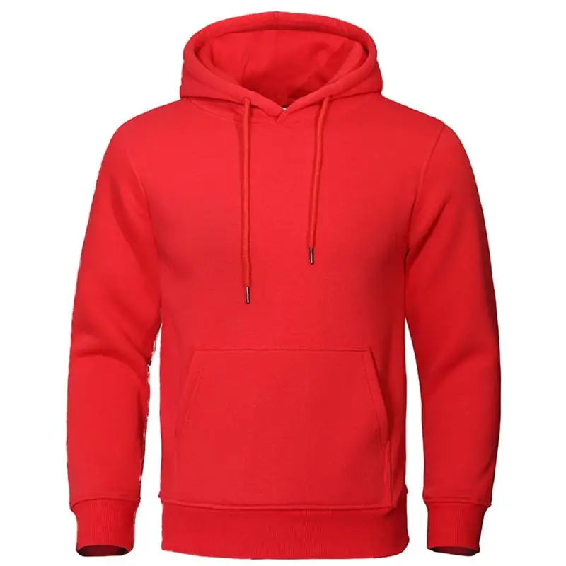 Men's Solid Long-Sleeve Fleece Pullover Hoodie