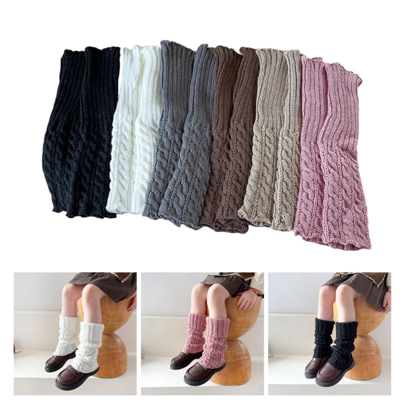 Children's Cable Knit Leg Warmers with Solid Color Options