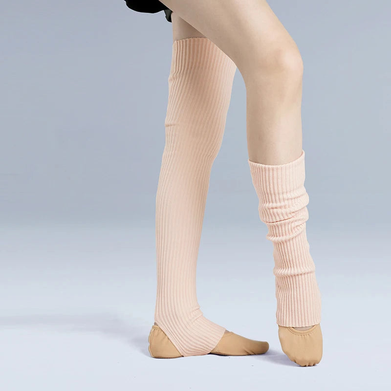 Long Ribbed Dance Leg Warmers with Stirrup Foot Openings