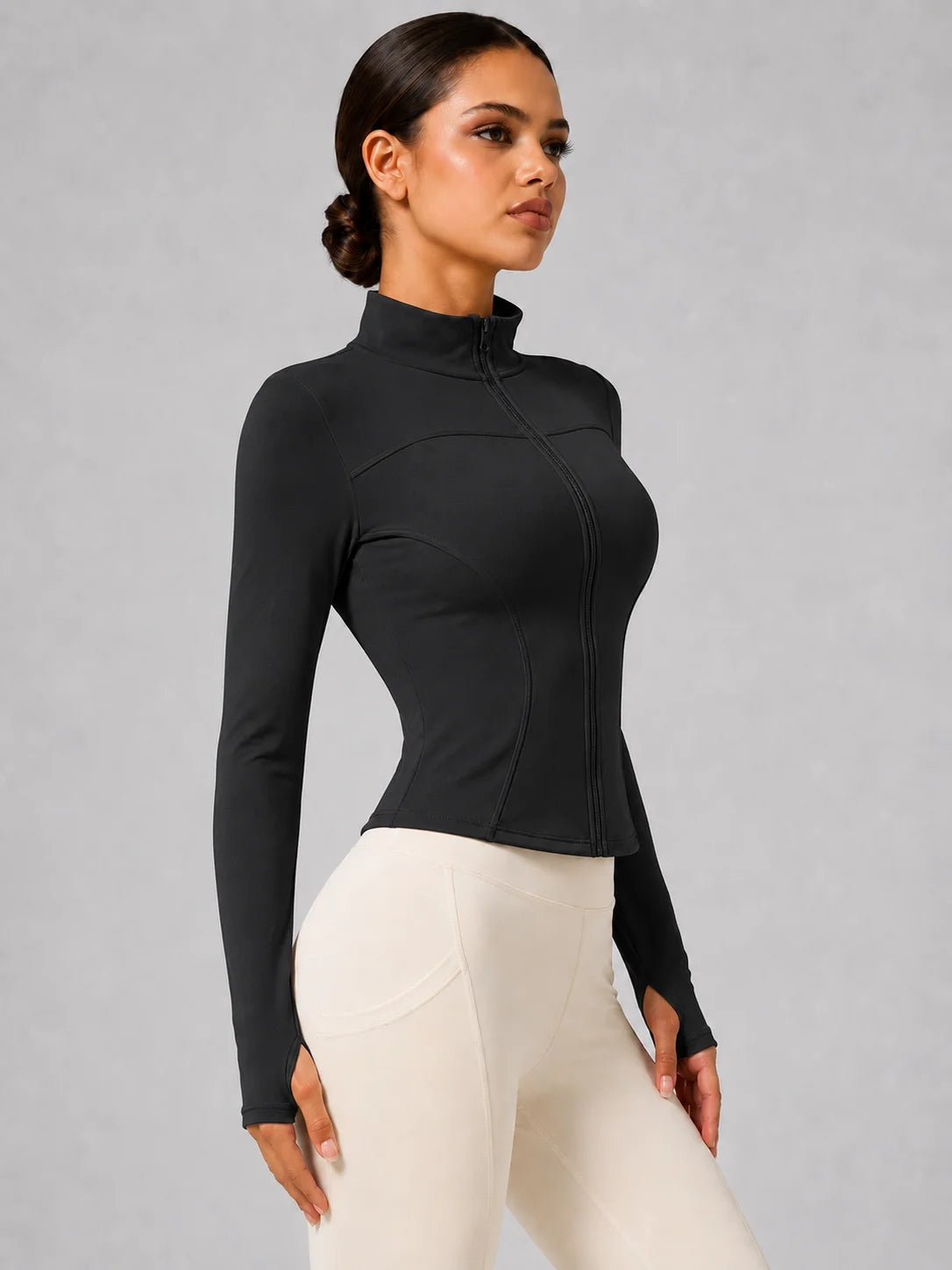 Women's Full-Zip Yoga Jacket with Thumbholes