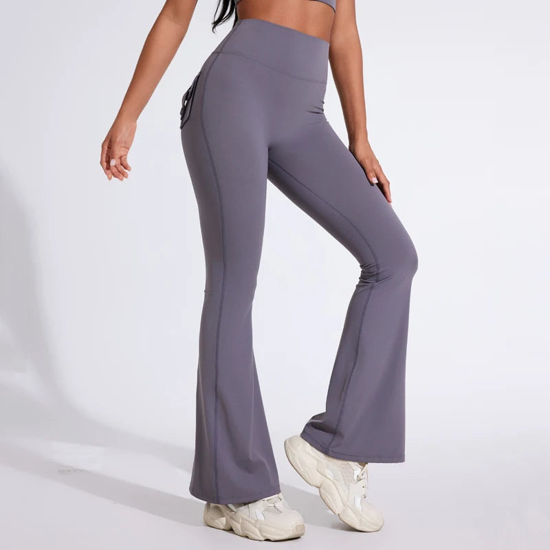 Women's Back Pocket Flared Leggings For Workout Outfits