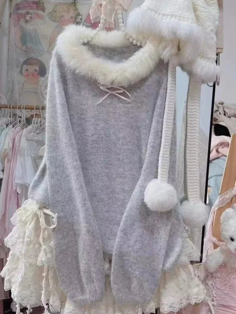 Women's Plain Crew Neck Long Sleeve Sweater Casual Knit Layer