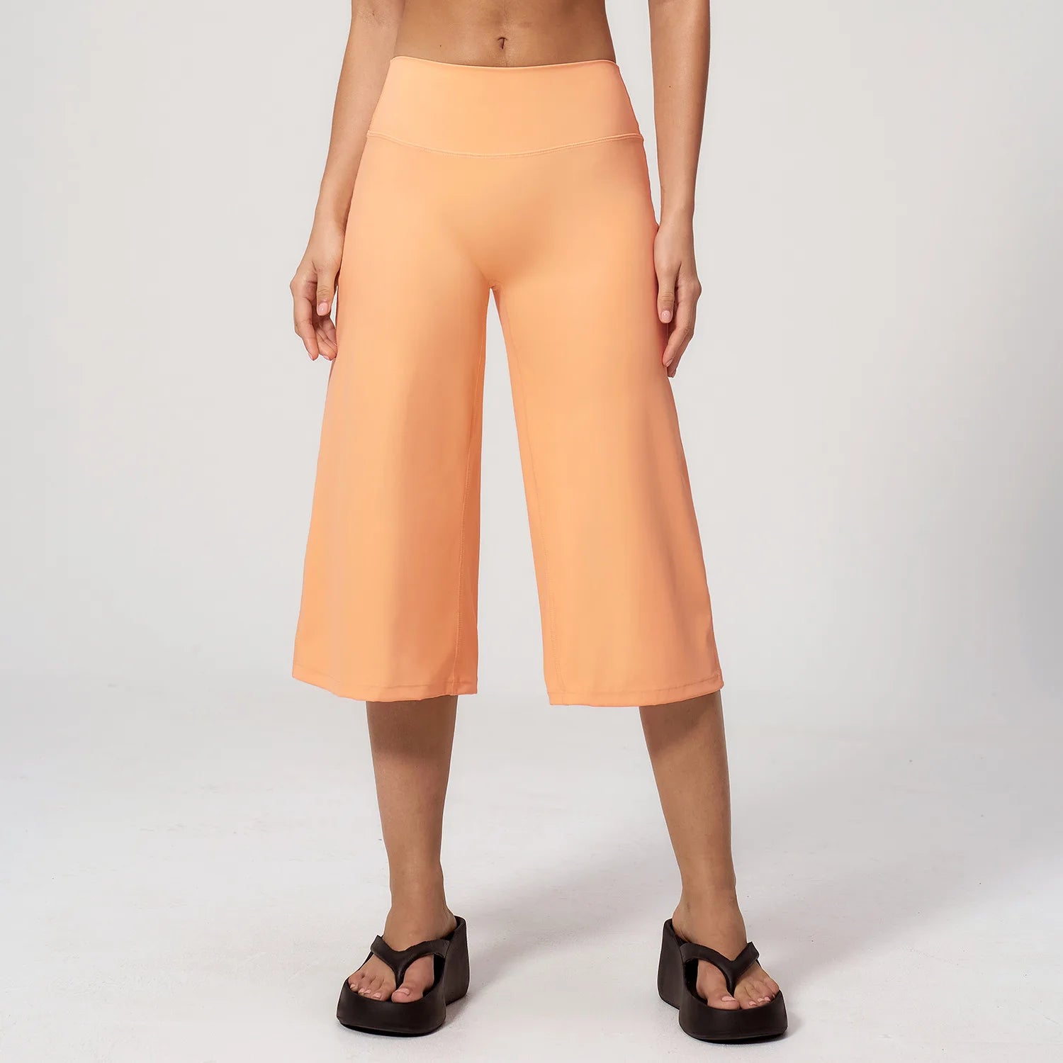 Women's High Waist Cropped Wide Leg Workout Pants with Loose Culotte Shape