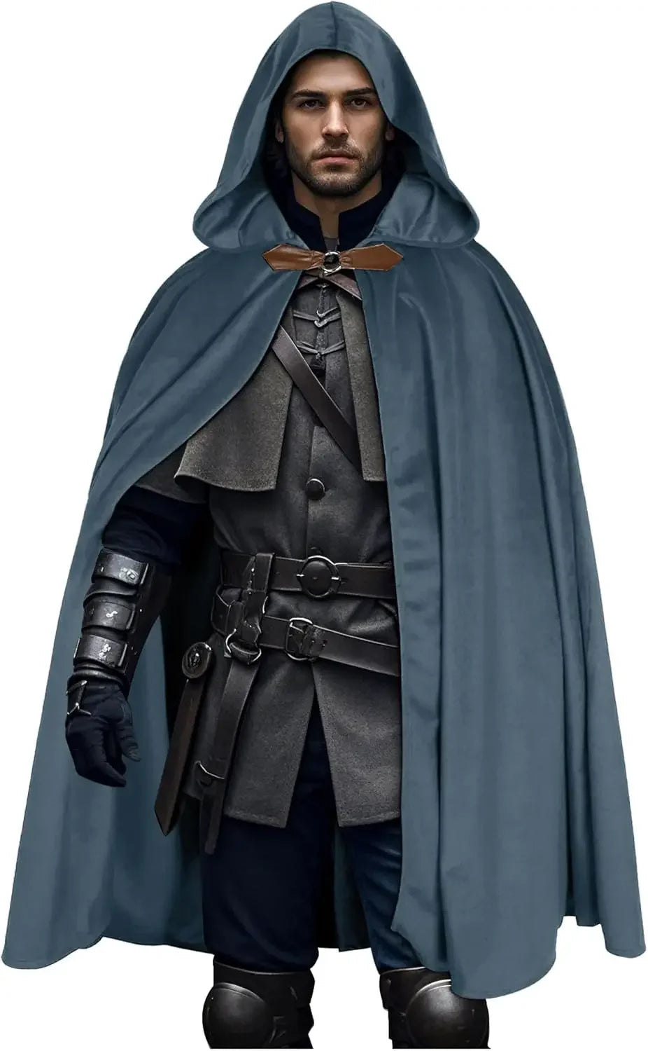 Velvet Hooded Clasp Front Cape for Layering over Outfits