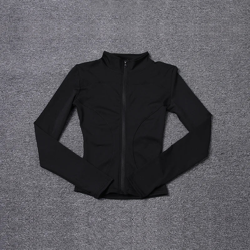 Women's Fitted Long Sleeve Zip Front Jacket for Layered Outfits